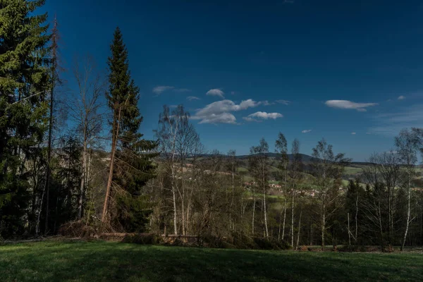 Łąki Lasy Pobliżu Karkonoszy Wiosną Ładny Dzień Północnych Czechach — Zdjęcie stockowe