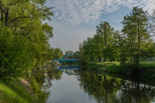 Malse River Spring Morning Budweis City South Bohemia — Stock Photo, Image
