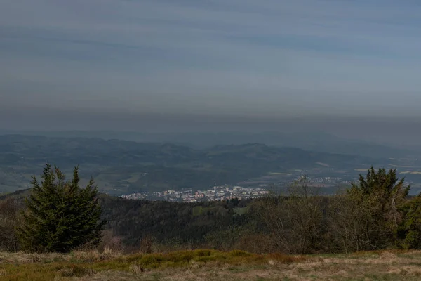 Roznov Pod Radhostem Città Primavera Mattina Blu Dalla Collina Radhost — Foto Stock