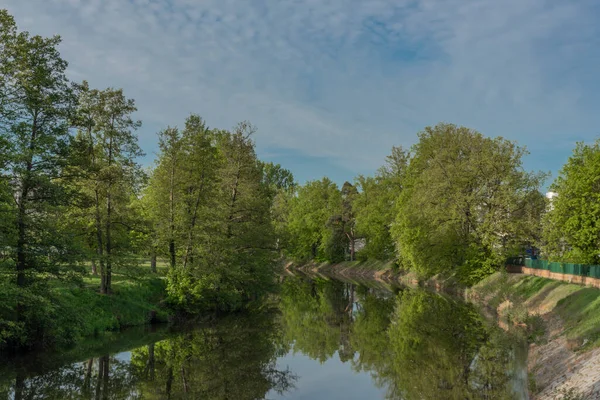 Malse River Spring Morning Budweis City South Bohemia — Stock Photo, Image
