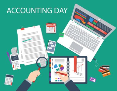 Office çalışma zamanı kavramı. Vektör çizim düz tasarım.