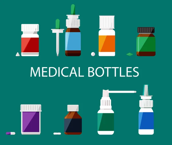 Assortment of medical bottles — Stock Vector