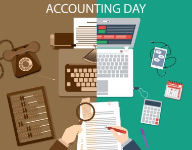 Geçmiş ve şimdiki office kavramı. Muhasebe şablon çizimi. 