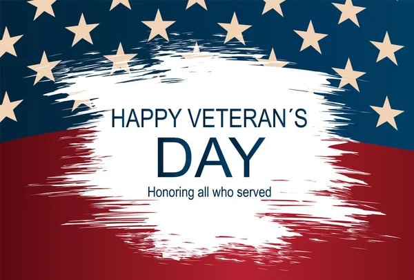 Kreativ illustration, affisch eller en banderoll av glad veterans dag med Usa flagga som bakgrund. — Stock vektor