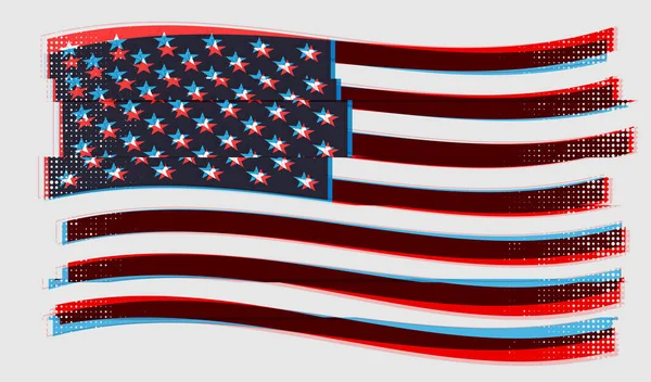 Bandeira Americana Ilustração Vetorial Com Efeito Falha — Vetor de Stock