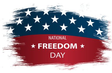 Vektör çizim ABD Ulusal Özgürlük günü. Arka plan olarak ABD bayrağı.