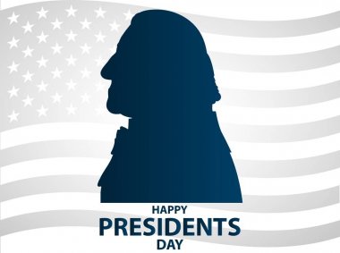 Yaratıcı resim, poster ya da Cumhurbaşkanlığı günü bayrağı! -Şubat 19. George Washington siluetleri. 