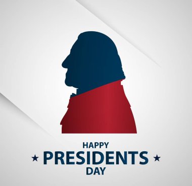 Yaratıcı resim, poster ya da Cumhurbaşkanlığı günü bayrağı! -Şubat 19. George Washington siluetleri. 