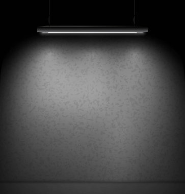 Beton duvar ile floresan lamba ile aydınlatılmış. Vektör çizim