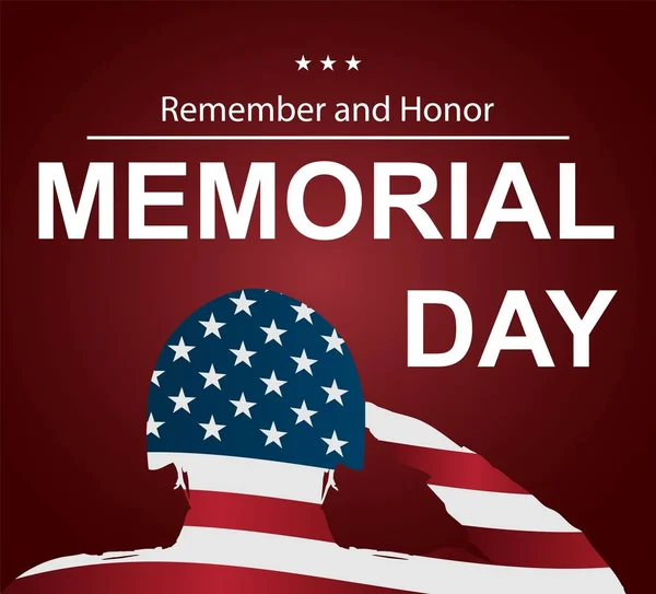 Voják Zdravit Vlajku Usa Den Šťastný Memorial Day Plakátu Nebo — Stockový vektor