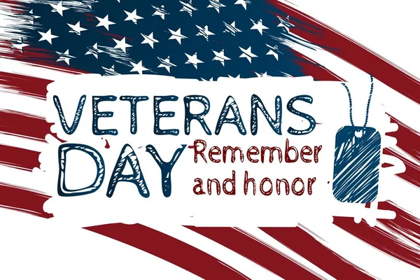 Usa Flagga Handrawing Bakgrund Grattis Veterandagen November Amerikas Förenta Stater — Stock vektor
