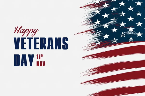 Happy Veterans Day Flag Illustration Design American Flag White Background — ストックベクタ