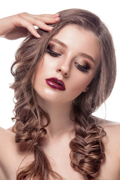 Belleza cara mujer con hermoso color de maquillaje  . — Foto de Stock