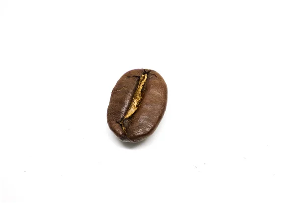 Kaffeböna Isolerad Vit Bakgrund Makrokaffeböna — Stockfoto