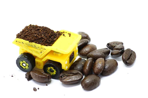 Leverans av kaffebönor — Stockfoto