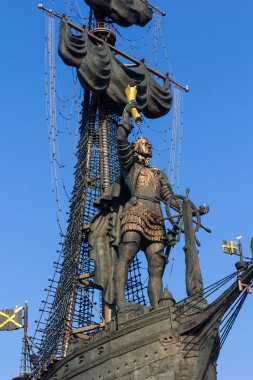 Moskova, Rusya - 19 Ağustos 2017: anıt büyük Peter. Rus imparator Peter büyük.