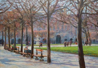 Paris.oil resim merkezinde küçük bir park