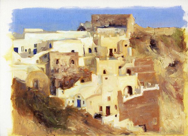 Narrow streets and small houses in Santorini 5