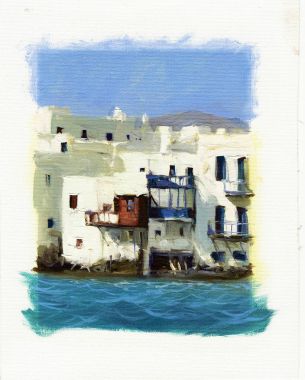 Mykonos Adası 2 deniz kenarında eski evleri