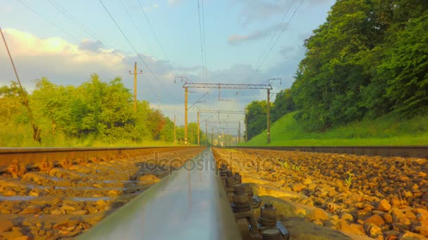Sliding on the Railroad rail — Stock Video