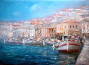 Gemiler Adası Harbor, el yapımı boyama