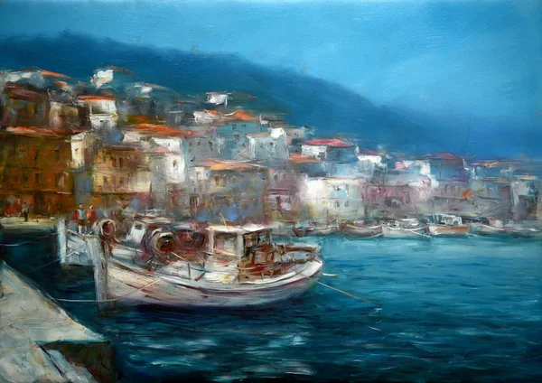 Gemiler Adası Harbor, el yapımı boyama