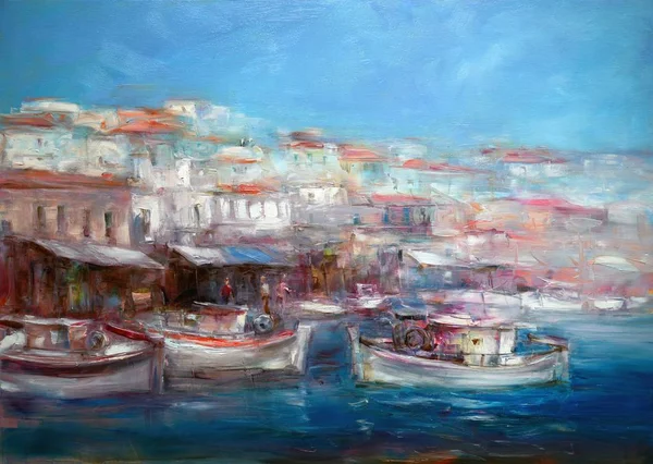 Gemiler Adası Harbor, el yapımı boyama