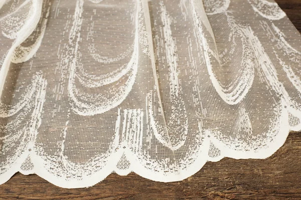 Close up of Beautiful White Tulle. Sheer Curtains Fabric Sample. Texture, Background, Pattern. Wedding Concept. Interior Design. Vintage Lace Tulle Chiffon — Stock Photo, Image