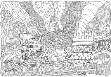 Sahilde iki şezlonglar