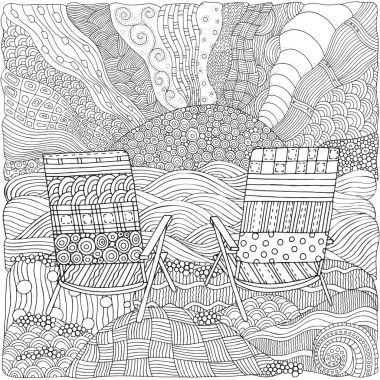 Sahilde iki şezlonglar