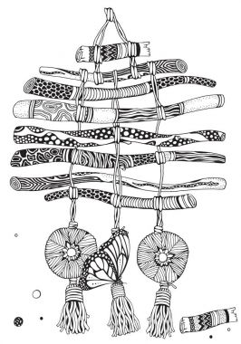 Dreamcatcher tüyler ve dalları ile