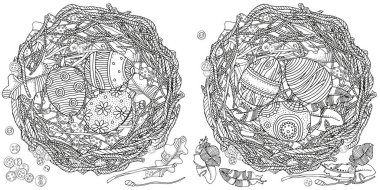 Kuş yuvası ile Paskalya yumurtaları.