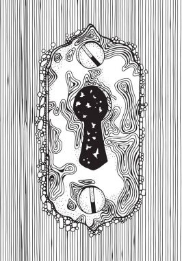 Rusty Keyhole eski ahşap kapı