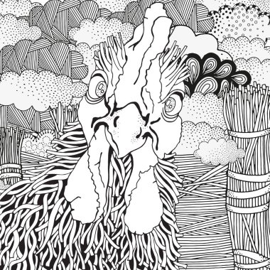 Zentangle tarzı çizilmiş horoz