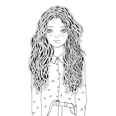 sevimli kız çizilmiş