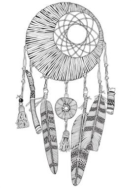 Dreamcatcher tüyler ve dalları ile