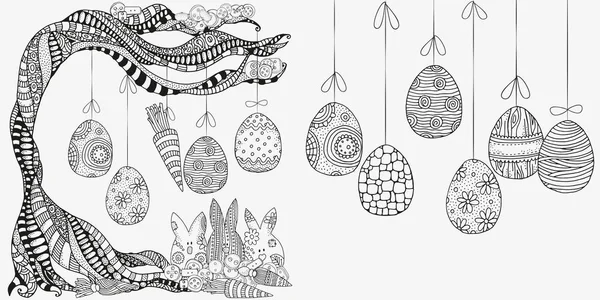 Huevos y conejos de Pascua — Archivo Imágenes Vectoriales