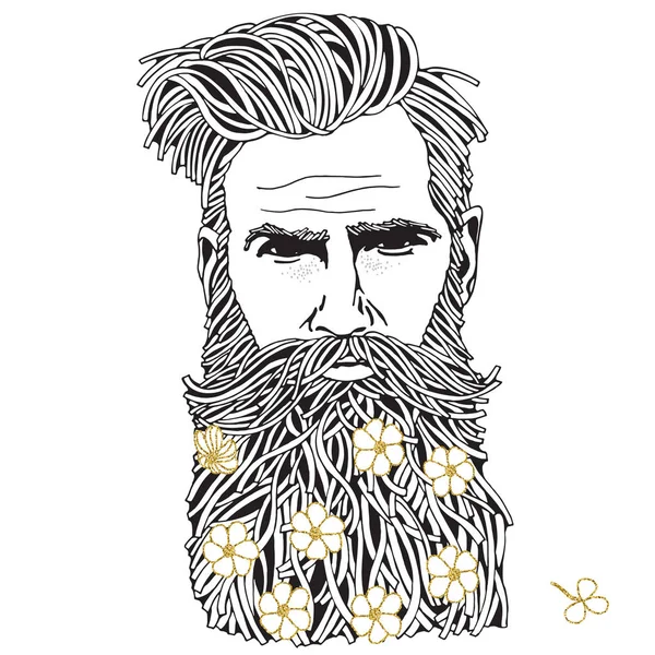 Homme barbu hipster — Image vectorielle