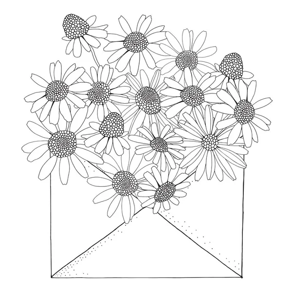 Ručně kreslené květy heřmánku — Stockový vektor
