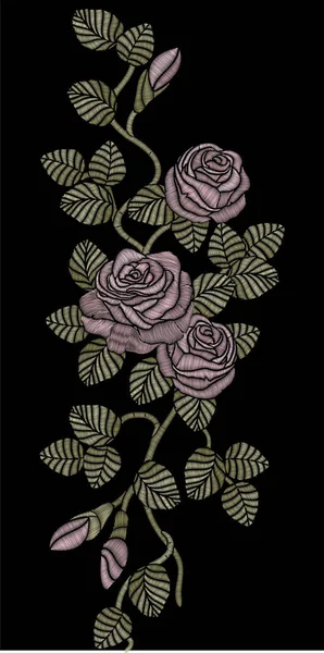 Вышивка с цветами роз — стоковый вектор