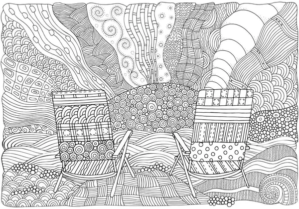 Sahilde iki şezlonglar