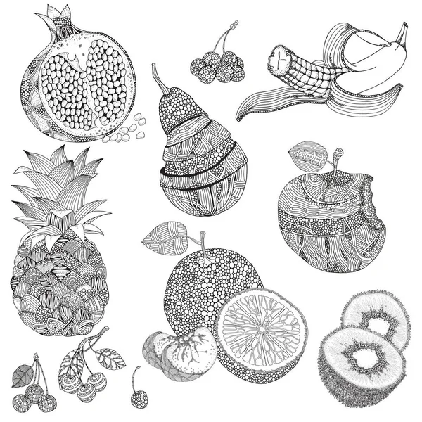 Set di frutti e bacche — Vettoriale Stock