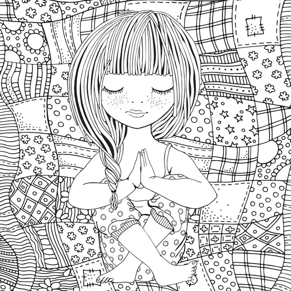 sevimli kız yoga poz