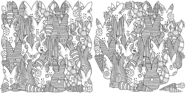 Zentangle великодні кролики — стоковий вектор