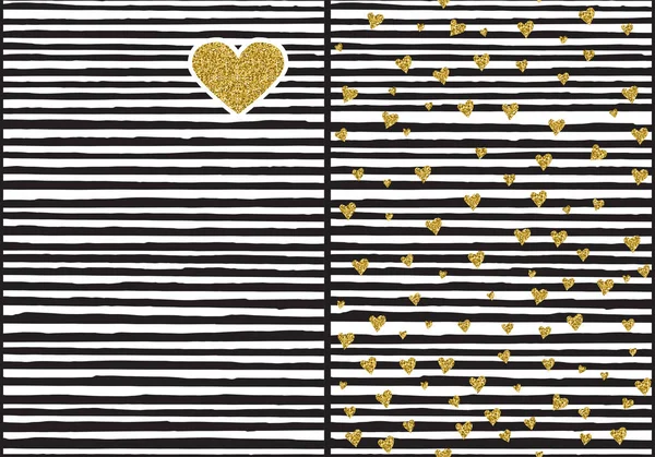 Cartes de Saint-Valentin avec des cœurs dorés — Image vectorielle