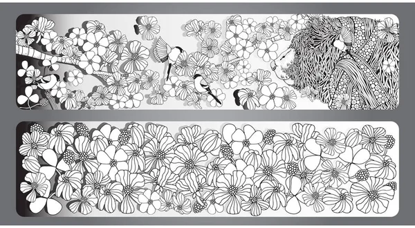 Oso dibujado a mano y flores — Archivo Imágenes Vectoriales