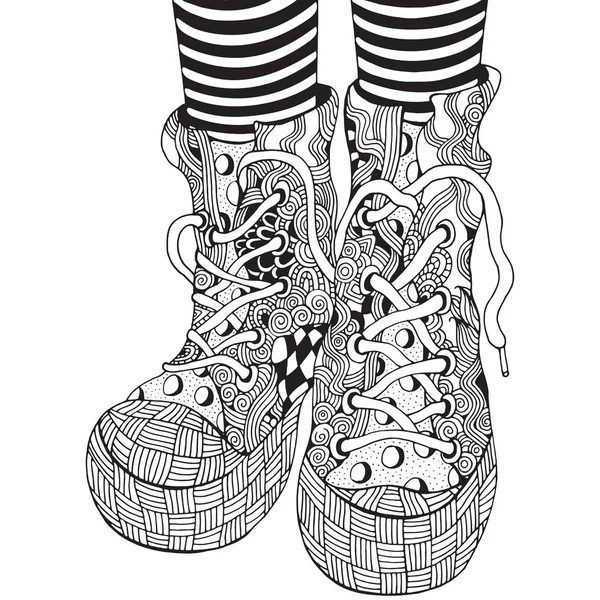 Shoes in zentangle style — Stock Vector