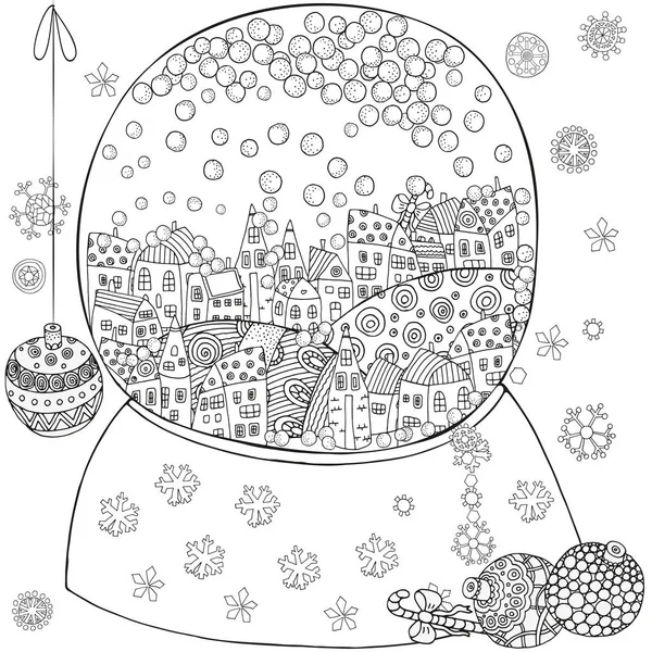 Modèle d'hiver pour livre de coloriage adulte — Image vectorielle