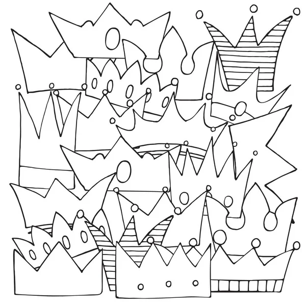 Conjunto de coroas desenhadas à mão —  Vetores de Stock