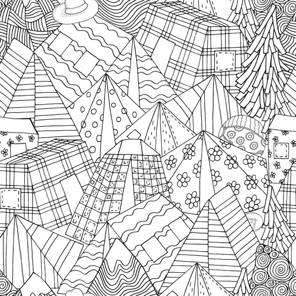 Pattern for coloring book with tents